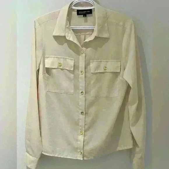 Jones New  York cream Sheer Blouse - Picture 1 of 5
